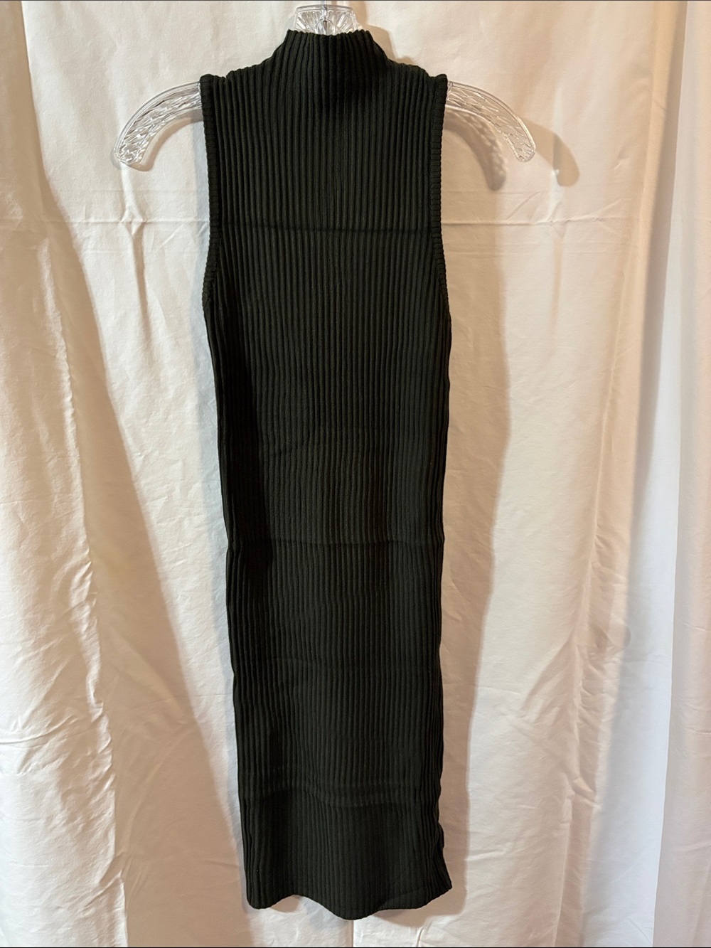 Love Tree Sleeveless Ribbed Knit Midi Dress - Olive Green